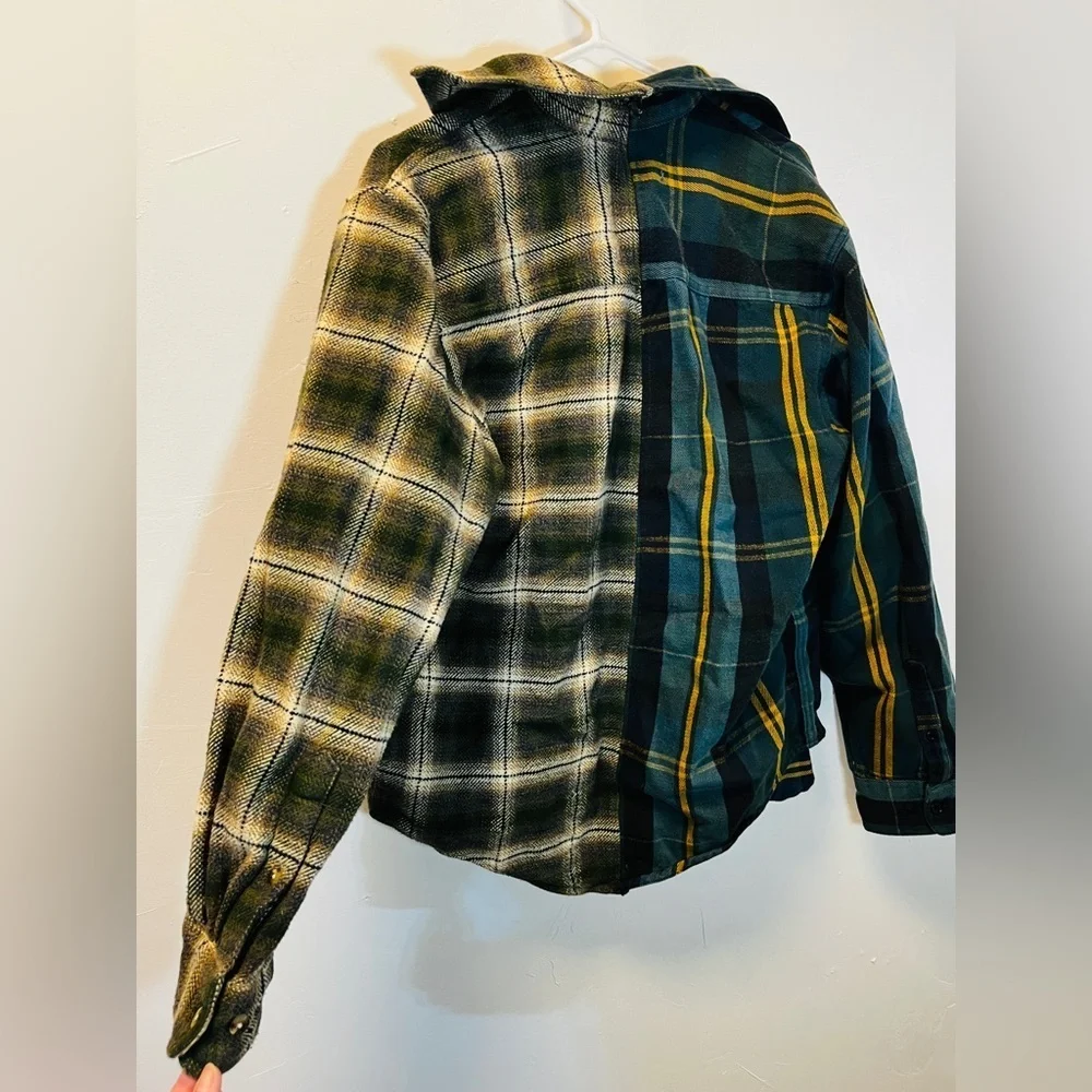 American Vintage USA recycled handmade patchwork flannel shacket size medium